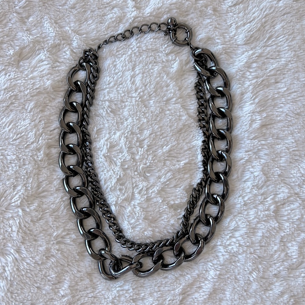 Black Double Chunky Chain-Link Necklace